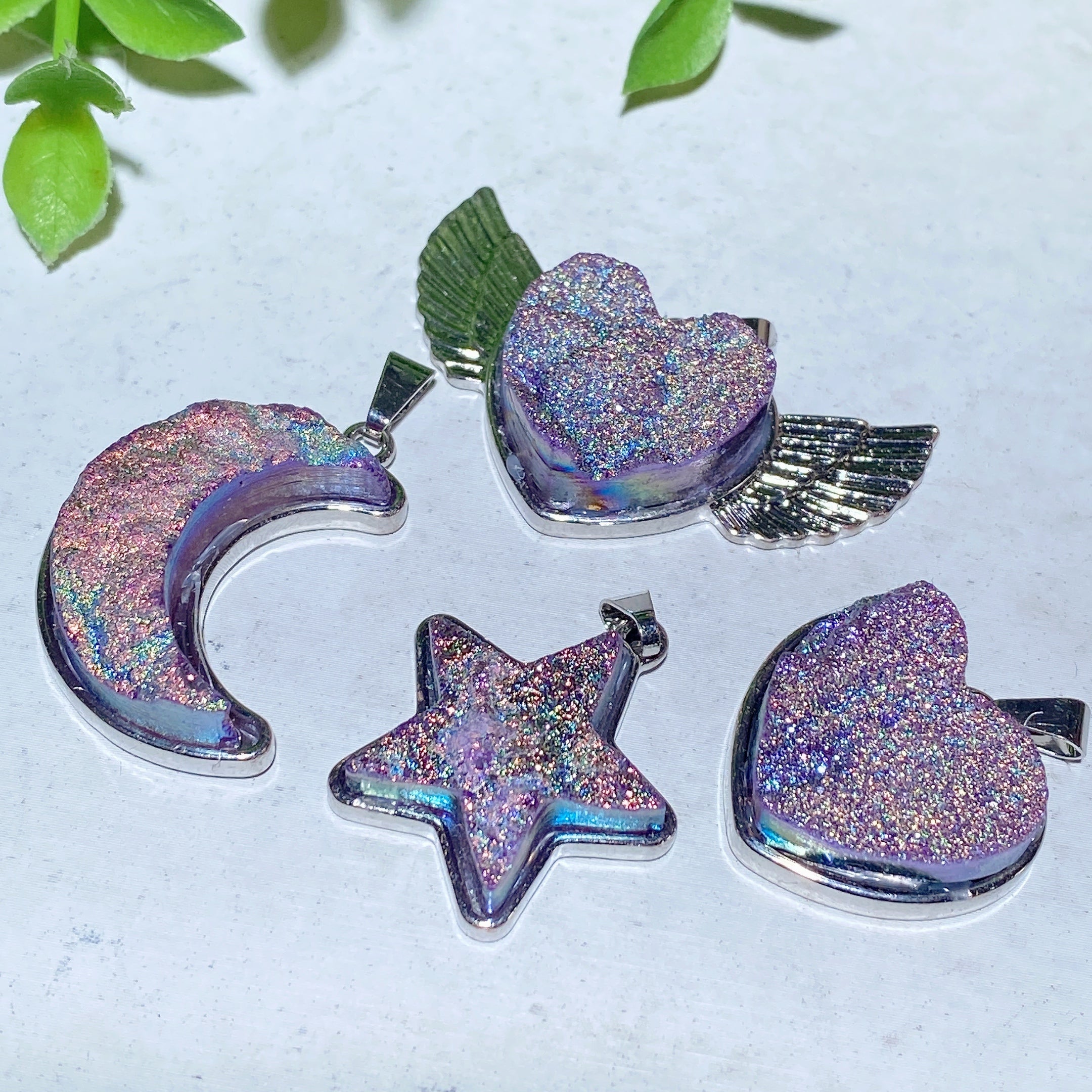 Crystal Heart Pendant 0.8-1.8 inch Aura Healing Shapes