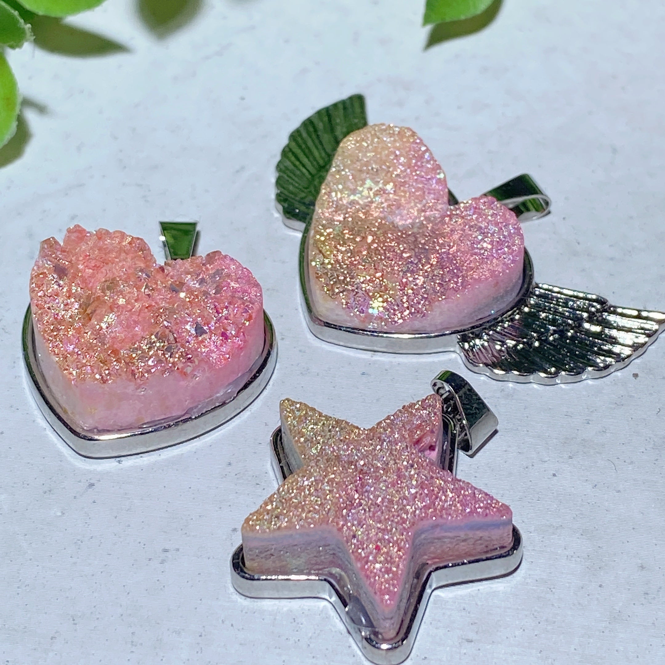 Crystal Heart Pendant 0.8-1.8 inch Aura Healing Shapes