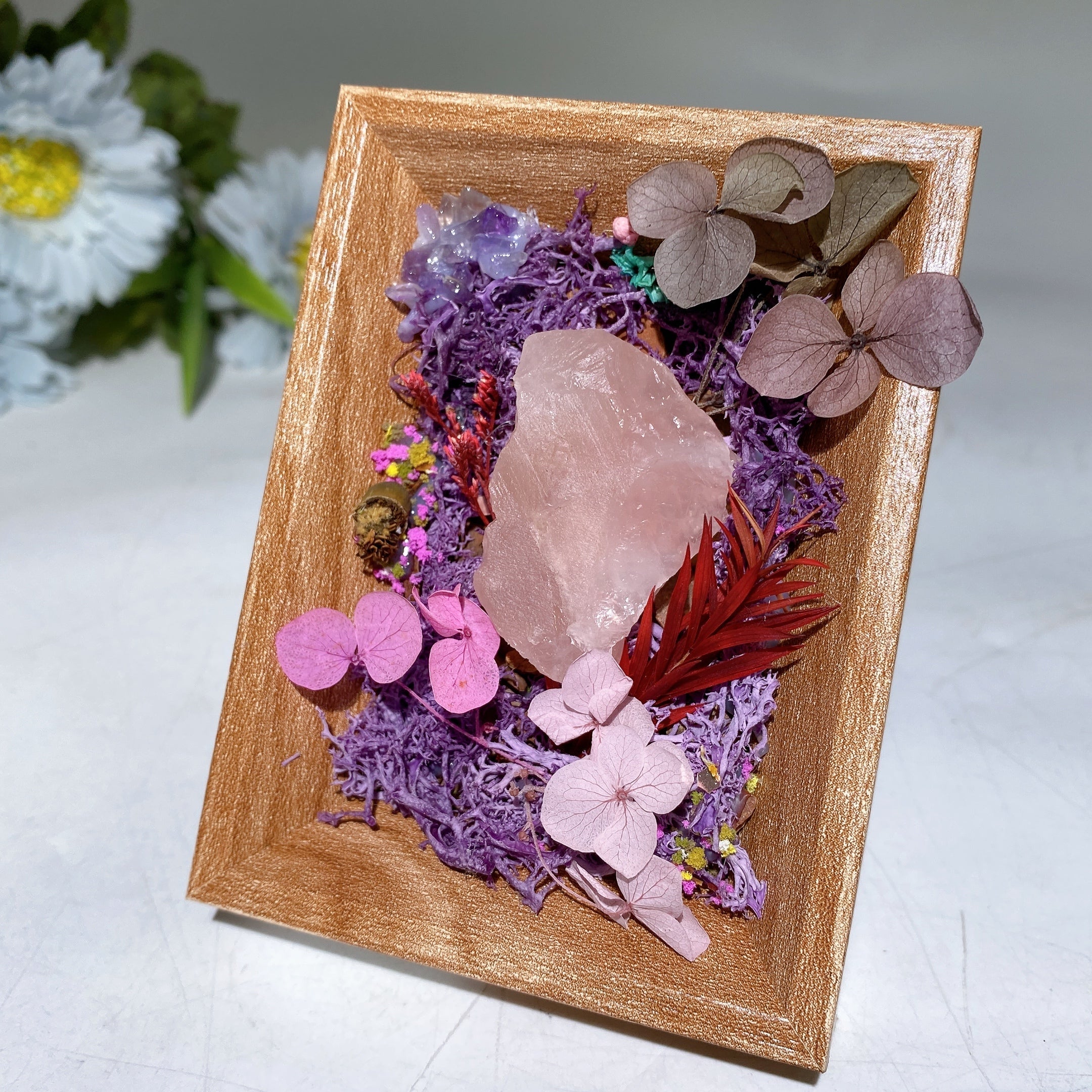 Crystal Scenery in Wooden Frame 8x10cm for Healing Decor