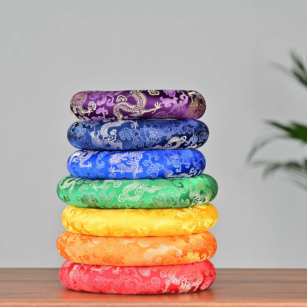 Crystal Singing Bowl 7 colored 7 PCS Silk Cushion Holder Pillow (Without Singing Bowl) - On sale