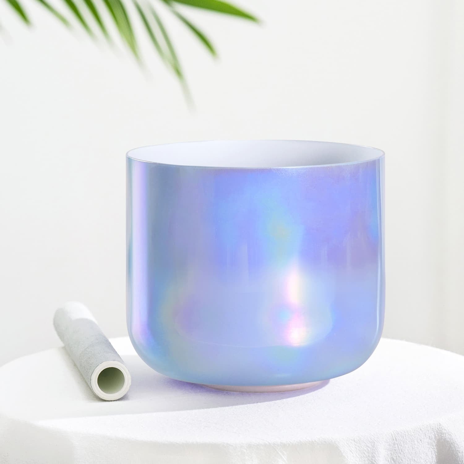 Iridescent ceramic planter pot with holographic finish for Crystal Singing Bowl Blue Alchemy