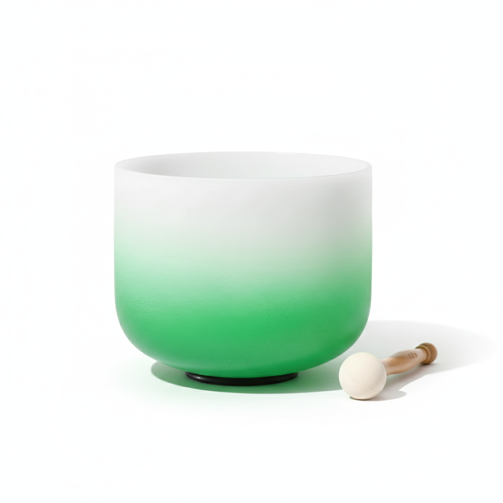 Bol chantant en cristal - Bol de méditation note Fa pour le chakra du cœur