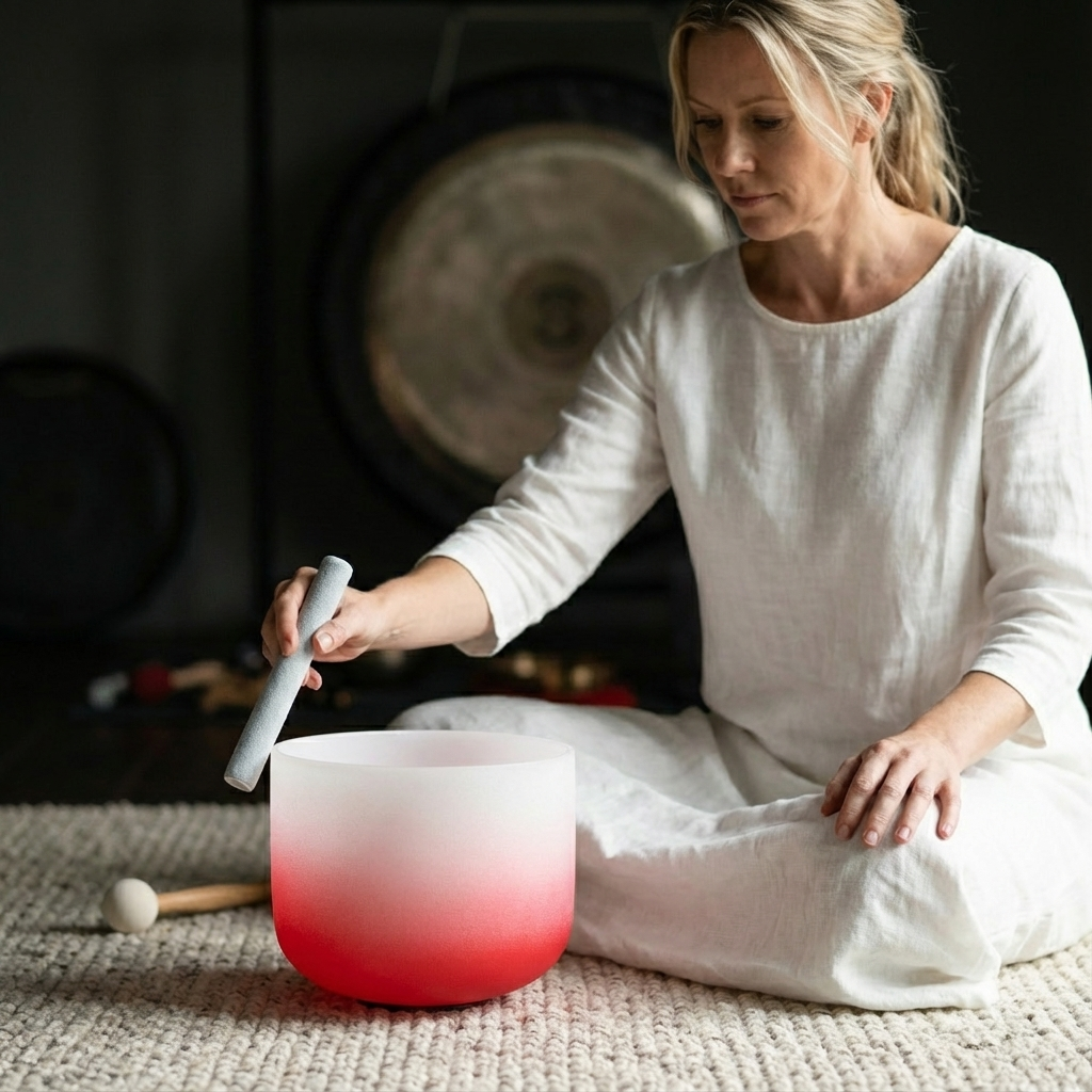 Bol chantant en cristal - Bol de méditation note C du chakra racine