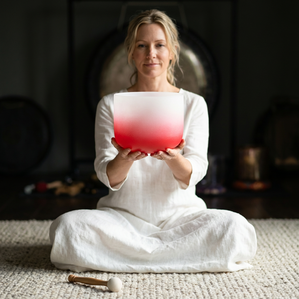 Bol chantant en cristal - Bol de méditation note C du chakra racine