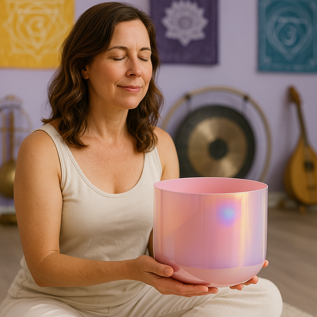 Bol chantant en cristal Rosette Nébuleuse Méditation spirituelle