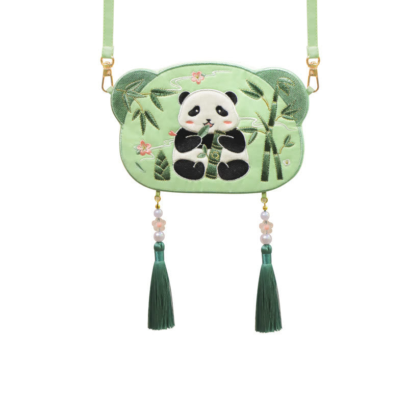 Sac Hanfu brodé motif animal mignon | Sac bandoulière porte-bonheur panda et chat