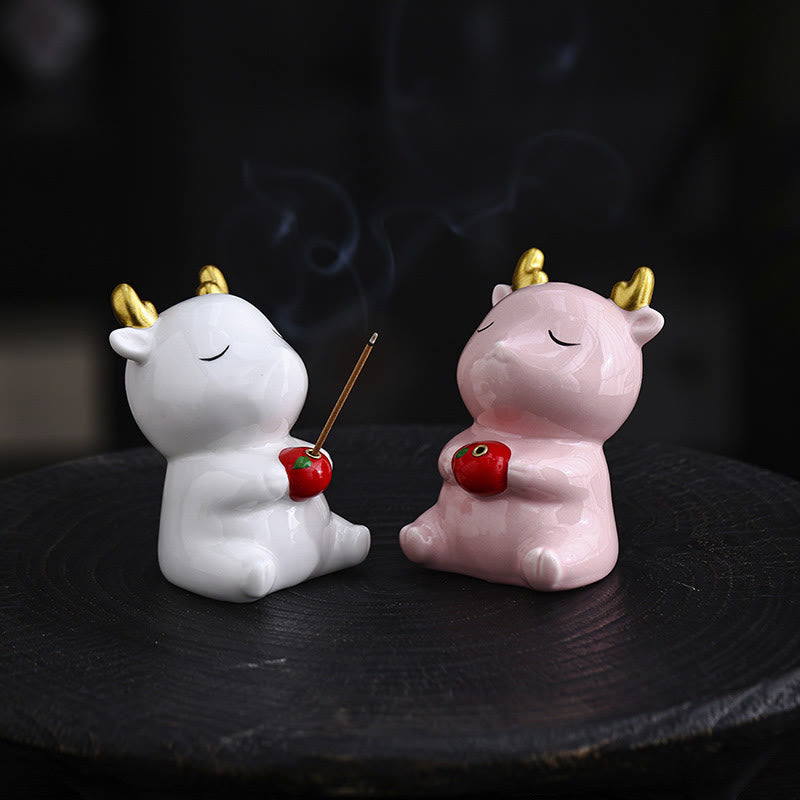 Brûleur d'encens en céramique en forme de cerf mignon pour la méditation et l'harmonie