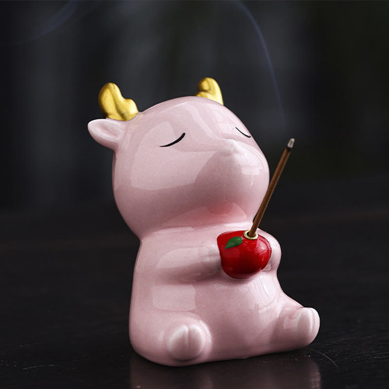 Brûleur d'encens en céramique en forme de cerf mignon pour la méditation et l'harmonie