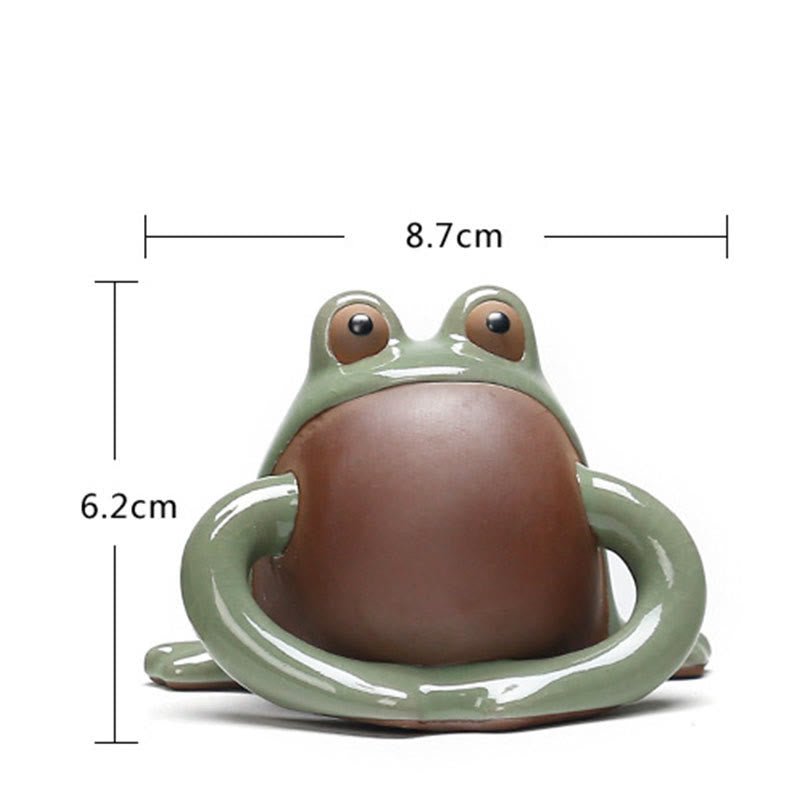 Adorable figurine Feng Shui en forme de grenouille porte-bonheur en céramique