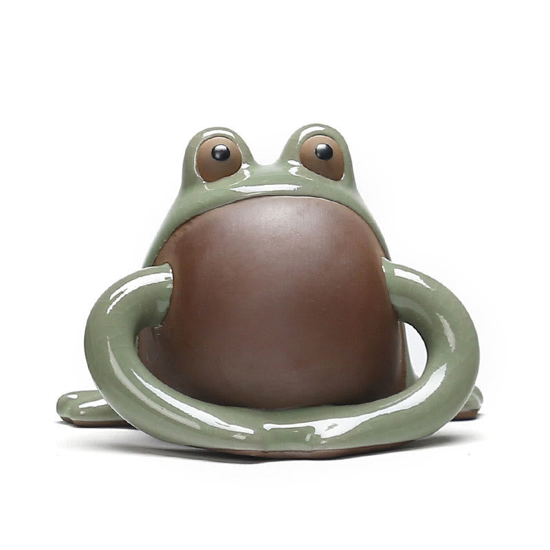 Adorable figurine Feng Shui en forme de grenouille porte-bonheur en céramique