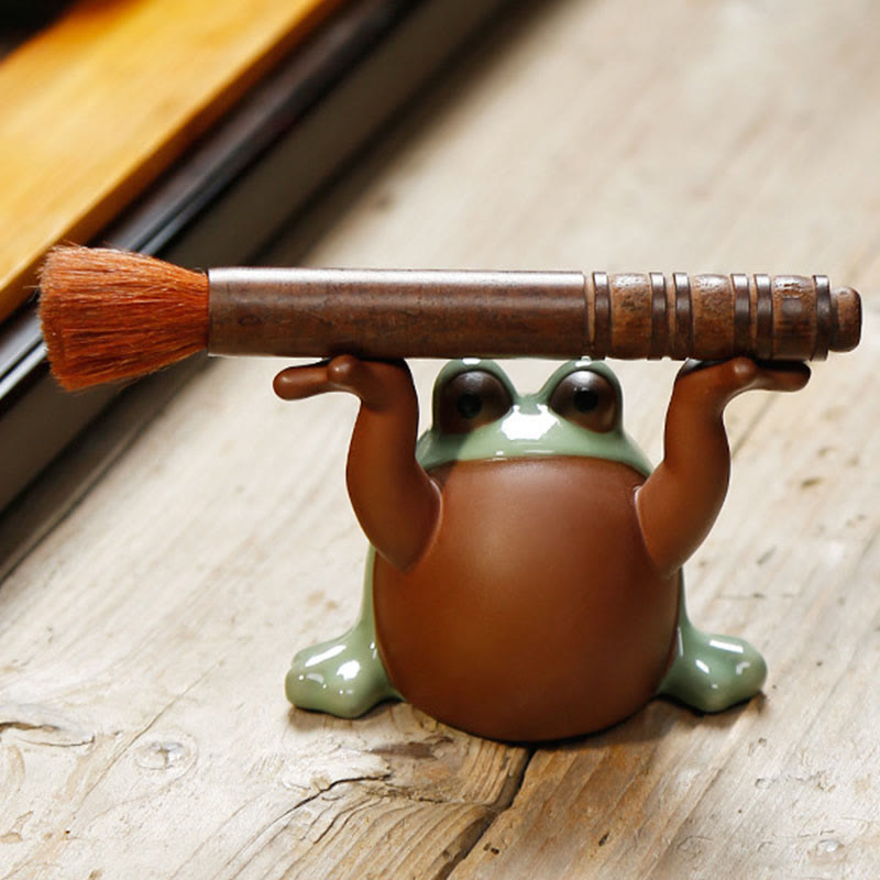 Adorable figurine Feng Shui en forme de grenouille porte-bonheur en céramique