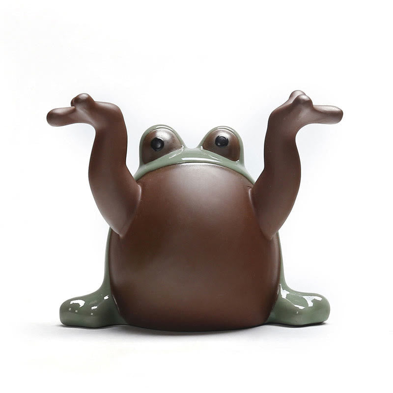 Adorable figurine Feng Shui en forme de grenouille porte-bonheur en céramique