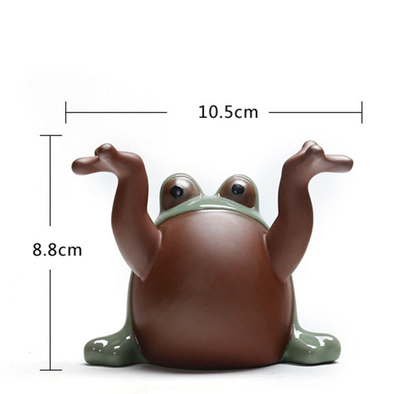 Adorable figurine Feng Shui en forme de grenouille porte-bonheur en céramique