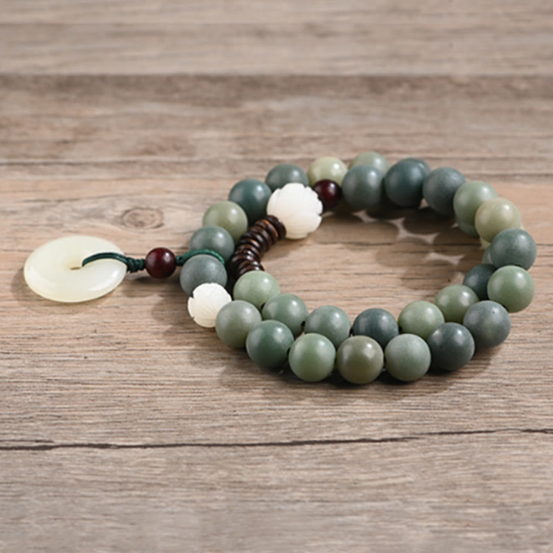 Bracelet en jade cyan Bodhi pour la paix et la sagesse 10 mm