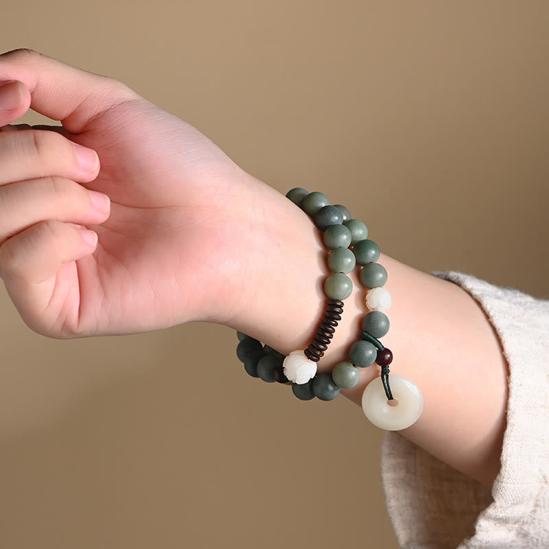 Bracelet en jade cyan Bodhi pour la paix et la sagesse 10 mm