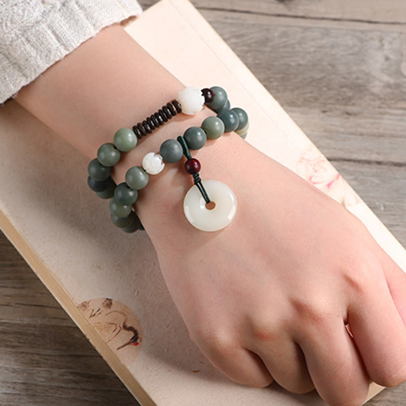 Bracelet en jade cyan Bodhi pour la paix et la sagesse 10 mm