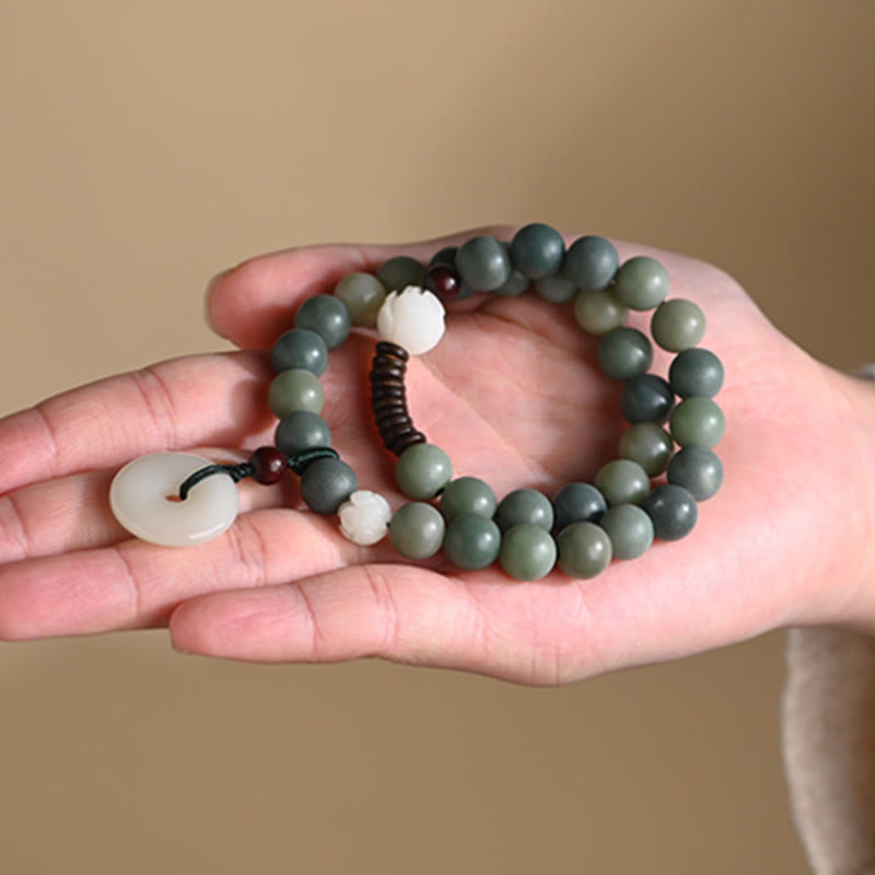 Bracelet en jade cyan Bodhi pour la paix et la sagesse 10 mm