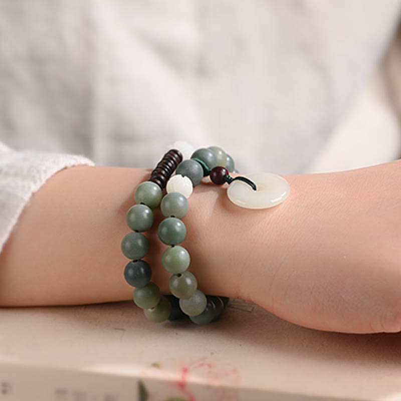 Bracelet en jade cyan Bodhi pour la paix et la sagesse 10 mm
