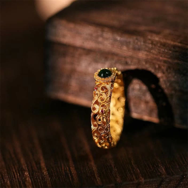 Bague en argent 925 et jade cyan US6 pour le succès et la guérison