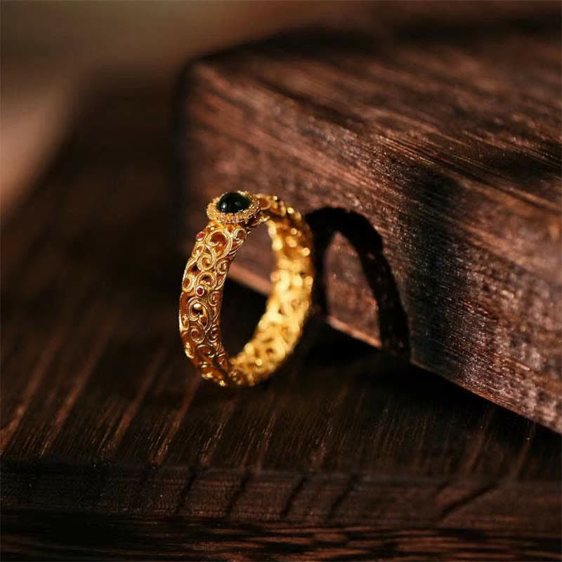 Bague en argent 925 et jade cyan US6 pour le succès et la guérison