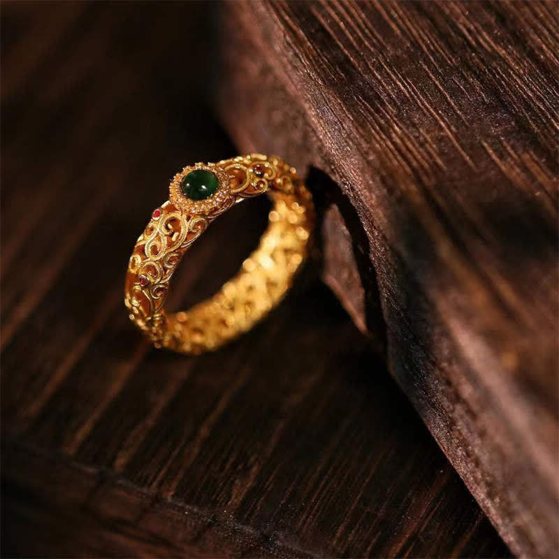 Bague en argent 925 et jade cyan US6 pour le succès et la guérison