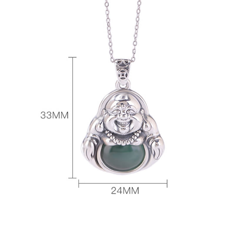 Collier Bouddha en jade cyan pour la réussite et la guérison | Argent 999