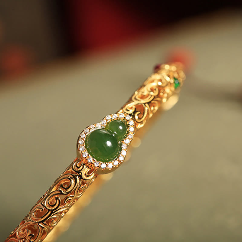 Bracelet en or plaqué cuivre jade cyan 56 mm Luck Harmony