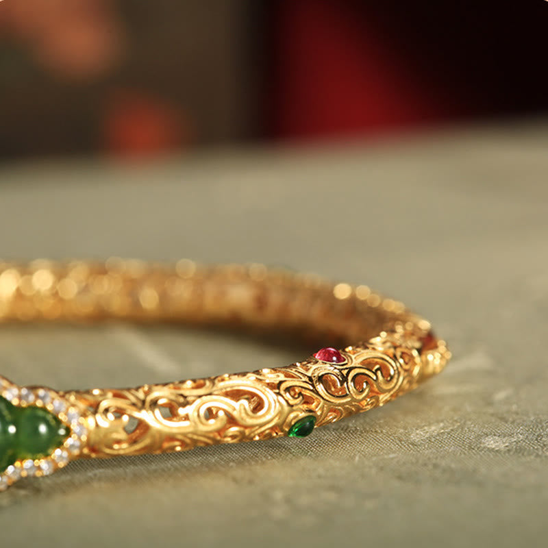 Bracelet en or plaqué cuivre jade cyan 56 mm Luck Harmony