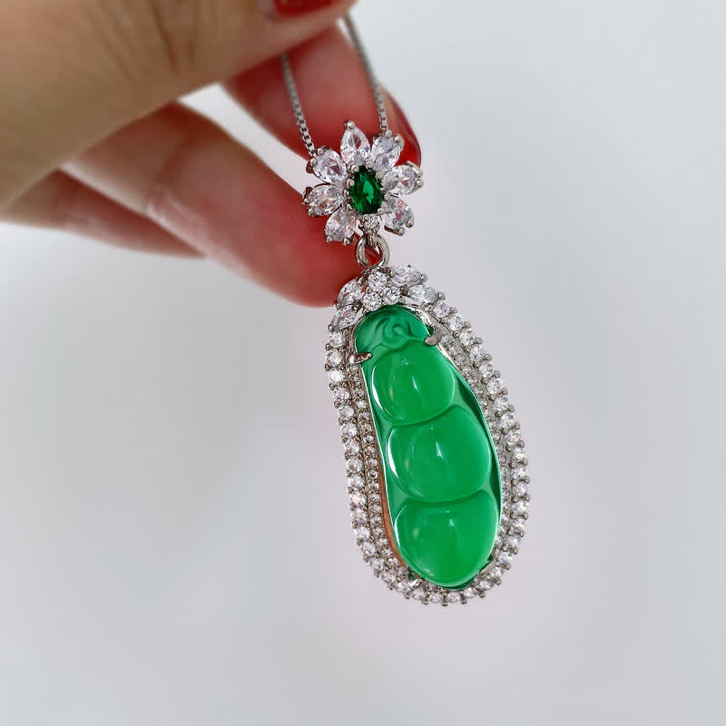 Collier pendentif porte-bonheur en jade cyan pour le succès et la guérison