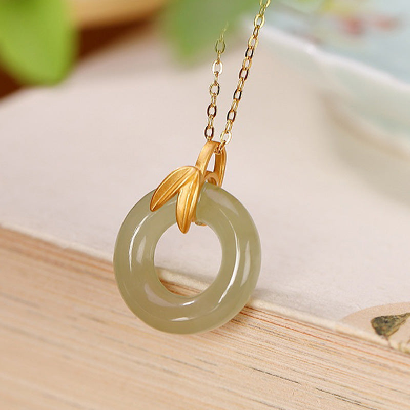 Collier en argent sterling et jade cyan avec boucle de paix pour l'harmonie