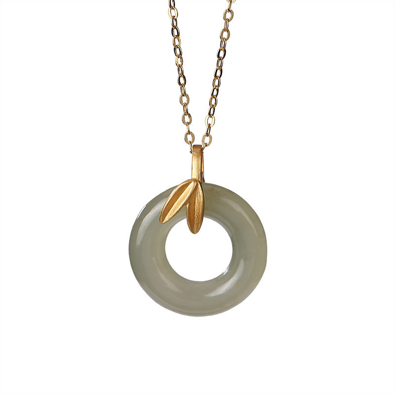 Collier en argent sterling et jade cyan avec boucle de paix pour l'harmonie