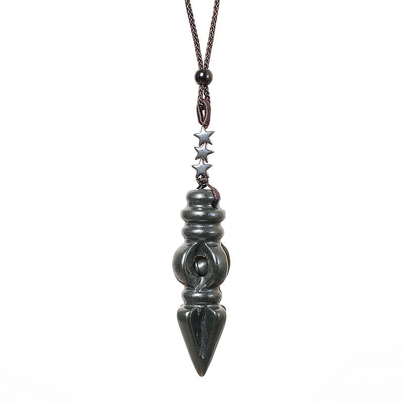 Collier Harmonie Étoile Vajra Jade Cyan 62 cm Unisexe