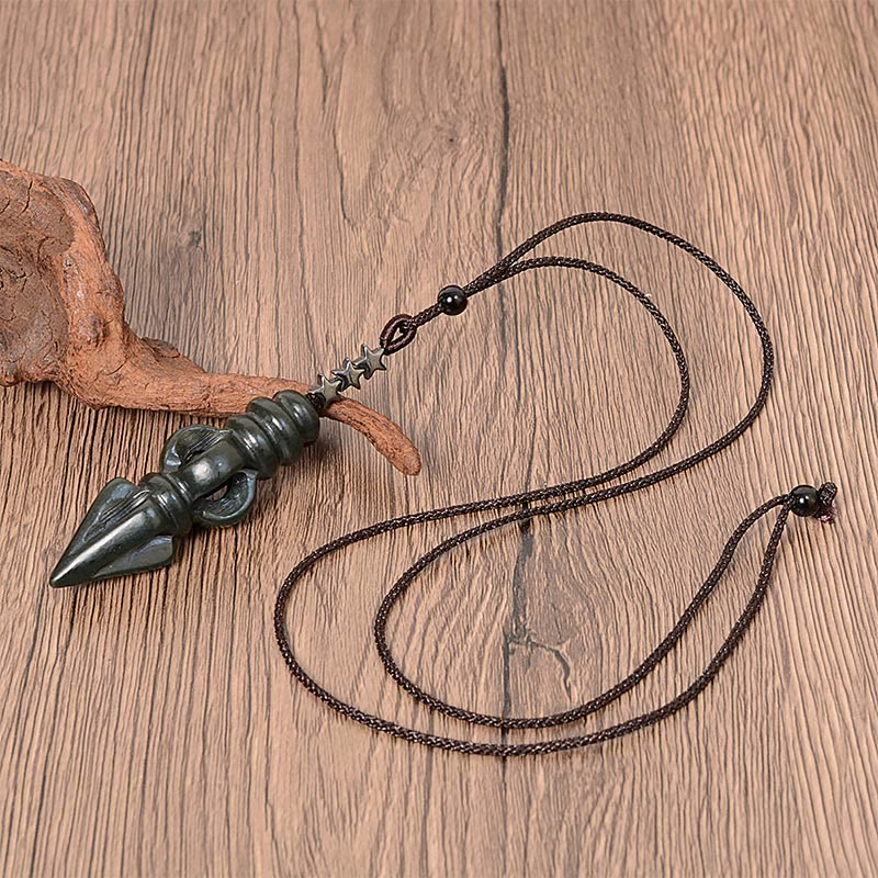 Collier Harmonie Étoile Vajra Jade Cyan 62 cm Unisexe