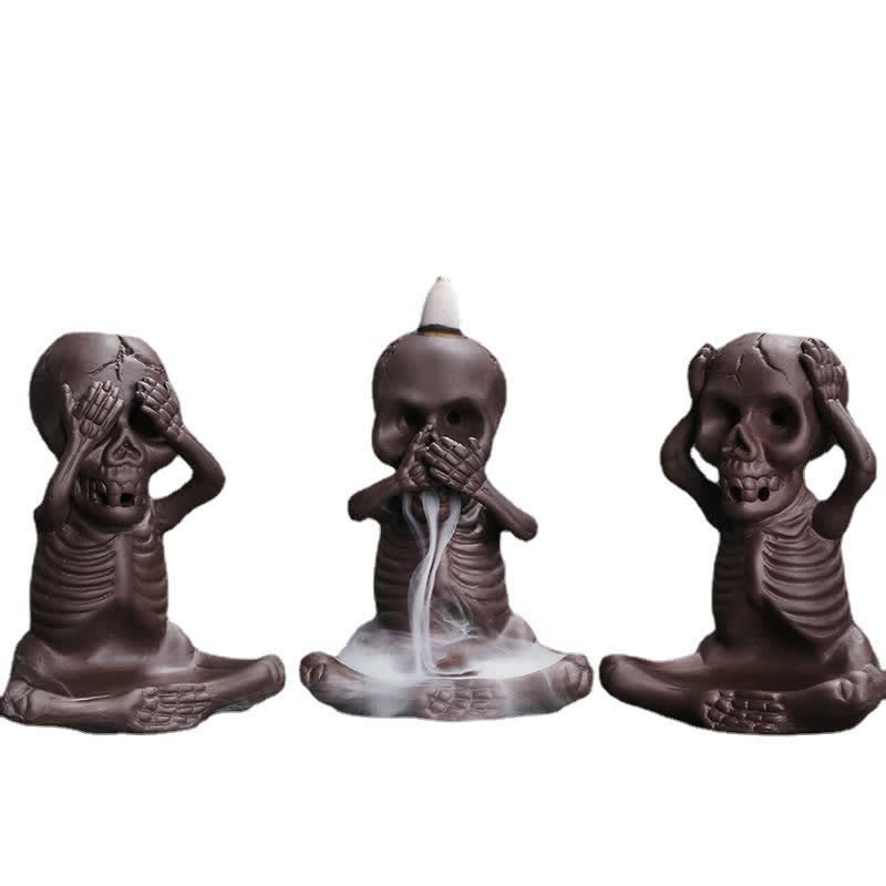 Little Ghost Purple Clay Backflow Incense Burner Peace Decor