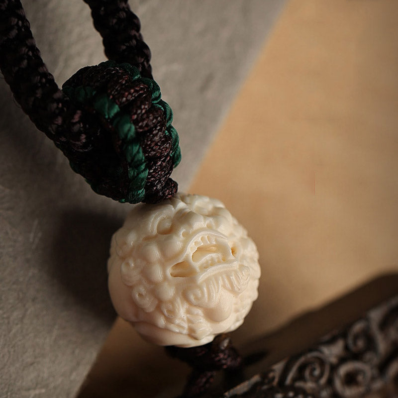 Chinese Zodiac Agarwood PiXiu Dragon Peace Necklace Pendant