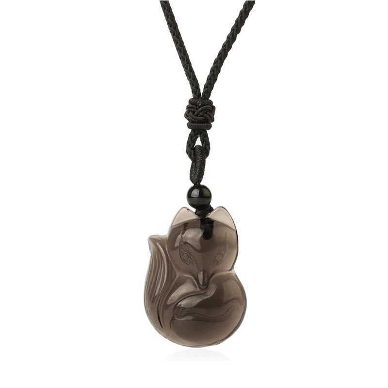 Obsidian Amulet Necklace with Tiger Eye & Ice Obsidian Stones