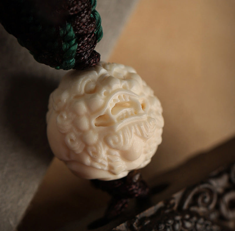 Chinese Zodiac Agarwood PiXiu Dragon Peace Necklace Pendant
