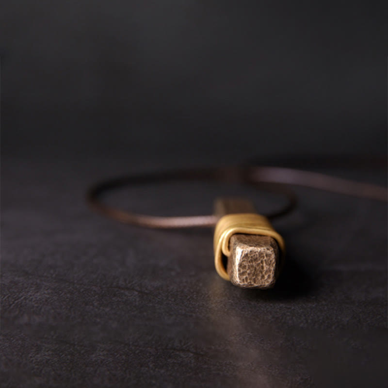 Copper Vintage Textured Wealth Necklace for Spiritual Luck