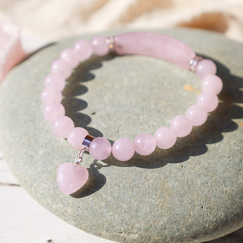 8mm Amethyst Healing Beads Love Heart Bracelet for Meditation