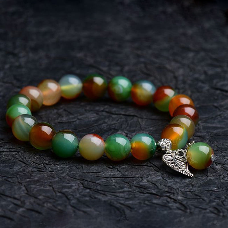 8mm Tibetan Green Agate Healing Bracelet for Balance