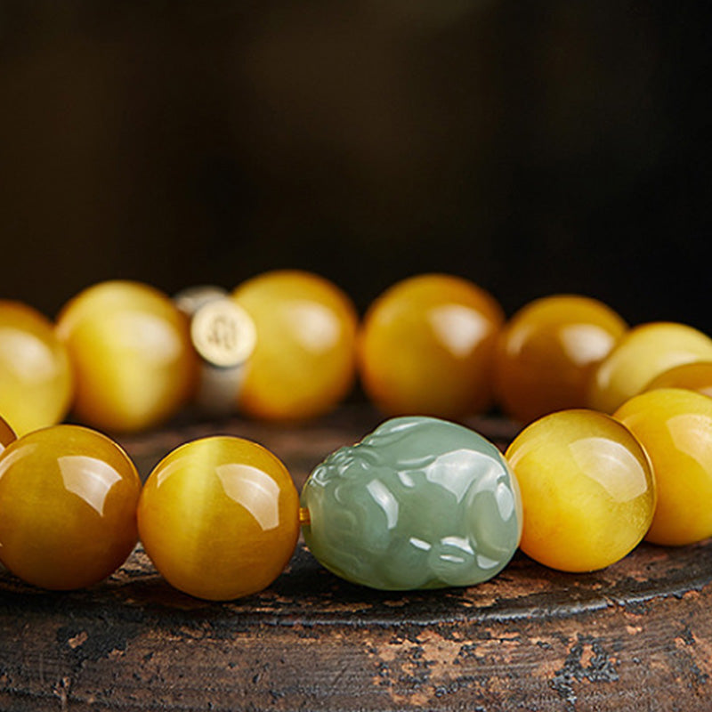 14mm Tiger Eye Pixiu Jade Protection Bracelet