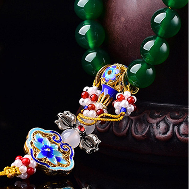 Green Agate Wrist Mala 14mm for Success and Manifestation