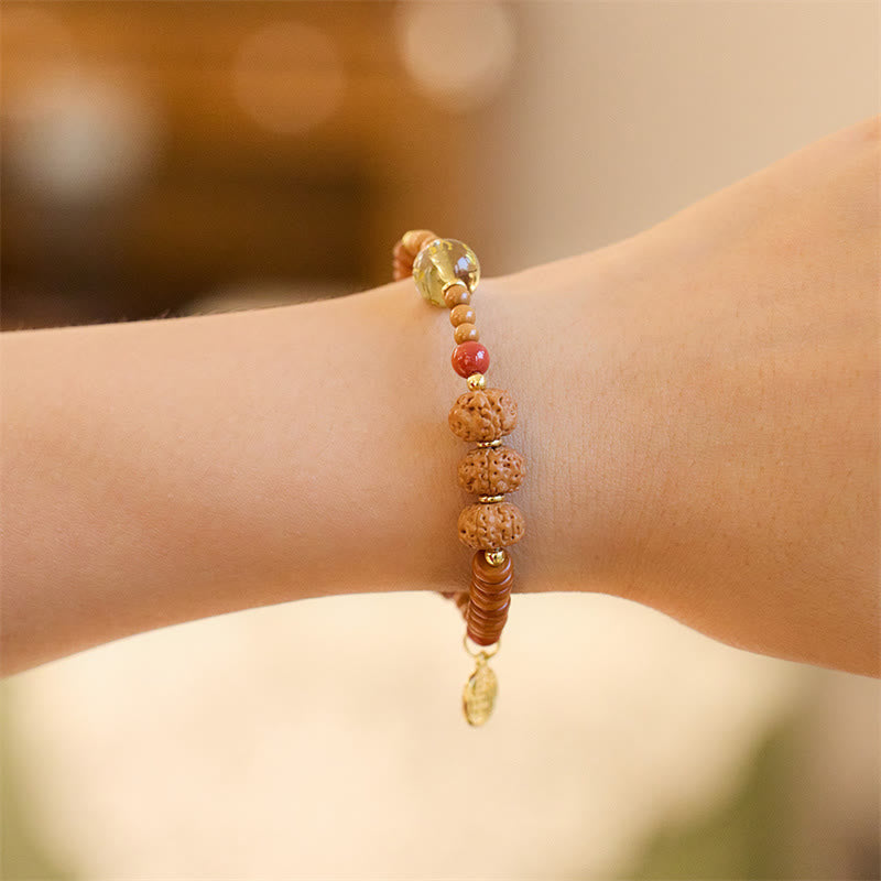 Bracelet Om Mani Padme Hum Graine de Bodhi et Onyx Noir