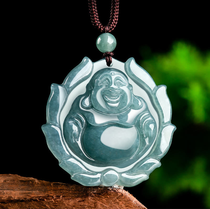 Collier Bouddha en jade naturel pour la chance et la richesse