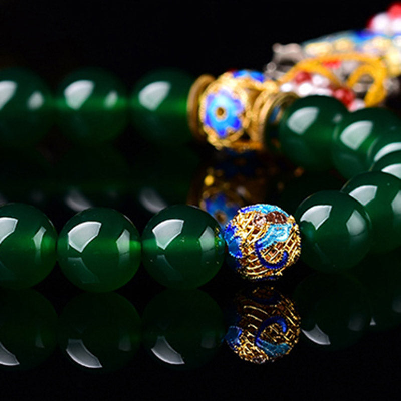 Green Agate Wrist Mala 14mm for Success and Manifestation
