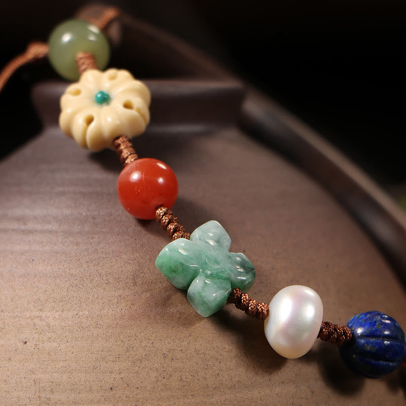 Agarwood Balance & Luck Bracelet with Lazurite and Hetian Jade