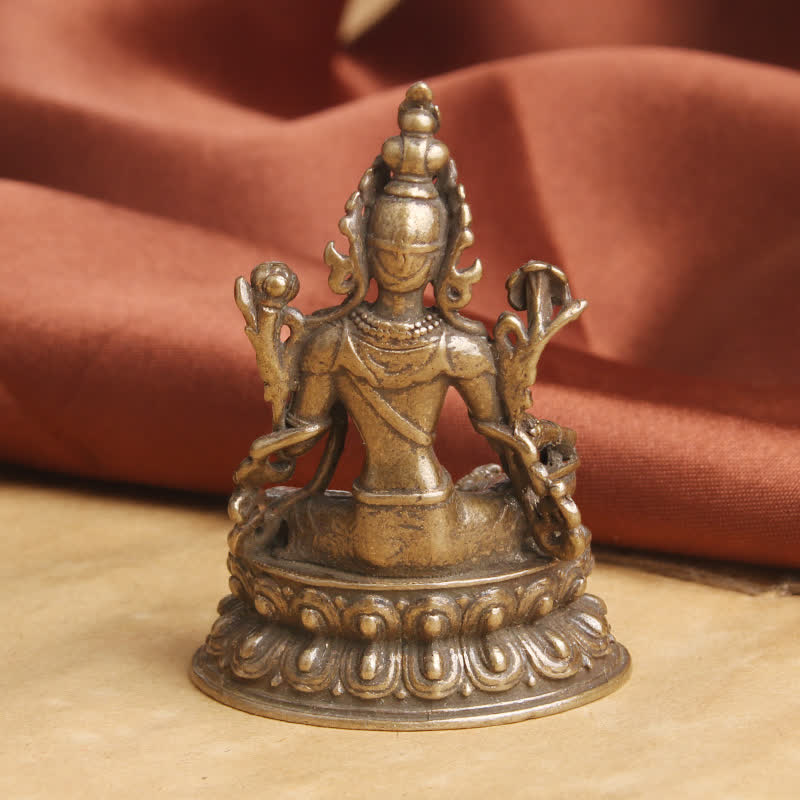 Bodhisattva Green Tara Copper Statue 55.5mm Calm Hope