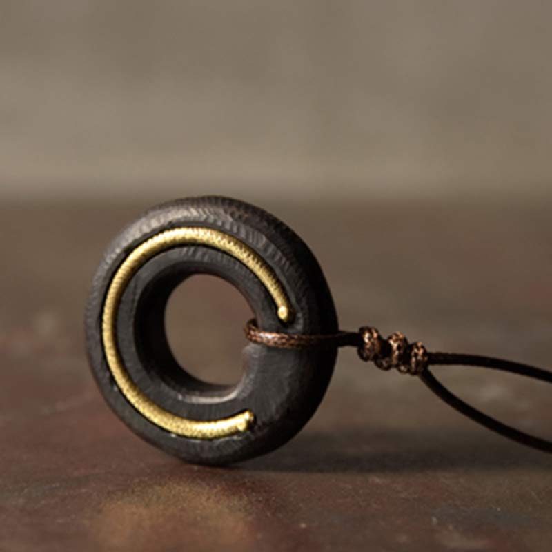 Ebony Wood Zen Circle Necklace | Peace and Calm Pendant