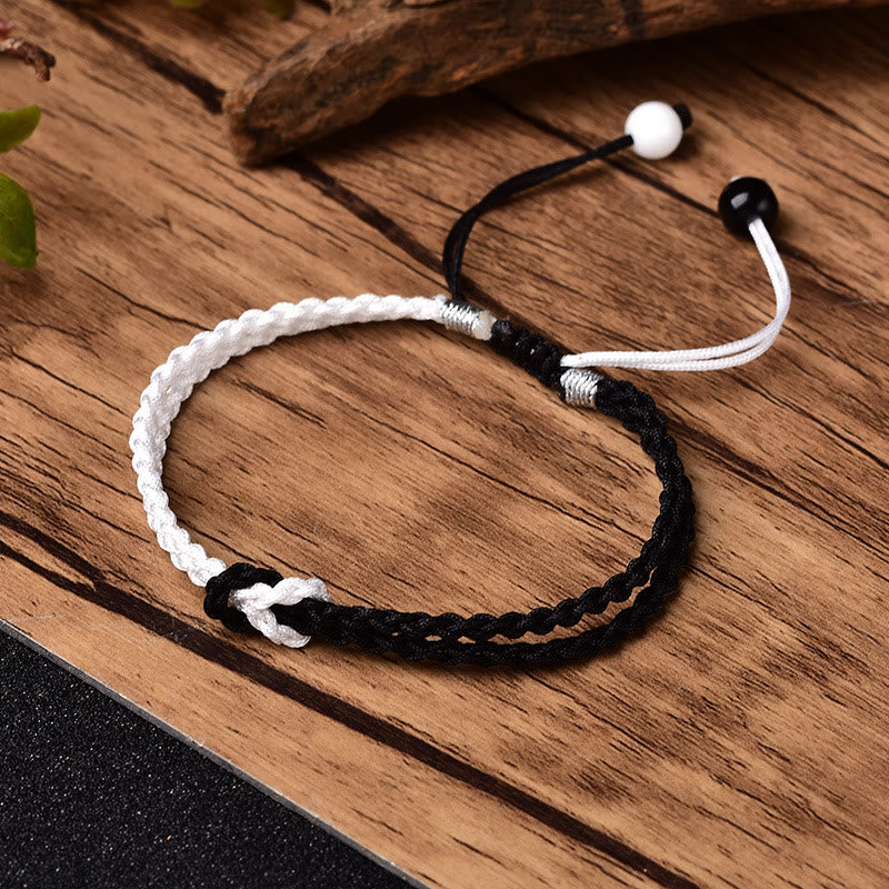 Handmade Black White Rope Braided Red String Bracelet for Protection