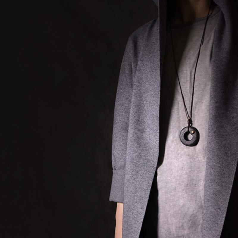 Ebony Wood Zen Circle Necklace | Peace and Calm Pendant